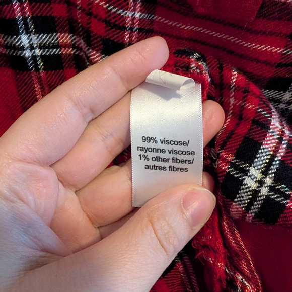 3 For $18 Maurices Red Plaid With Sparkles Button Down Shirt - Picture 5 of 7